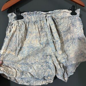 Patterned Blue and Cream Women's Shorts
